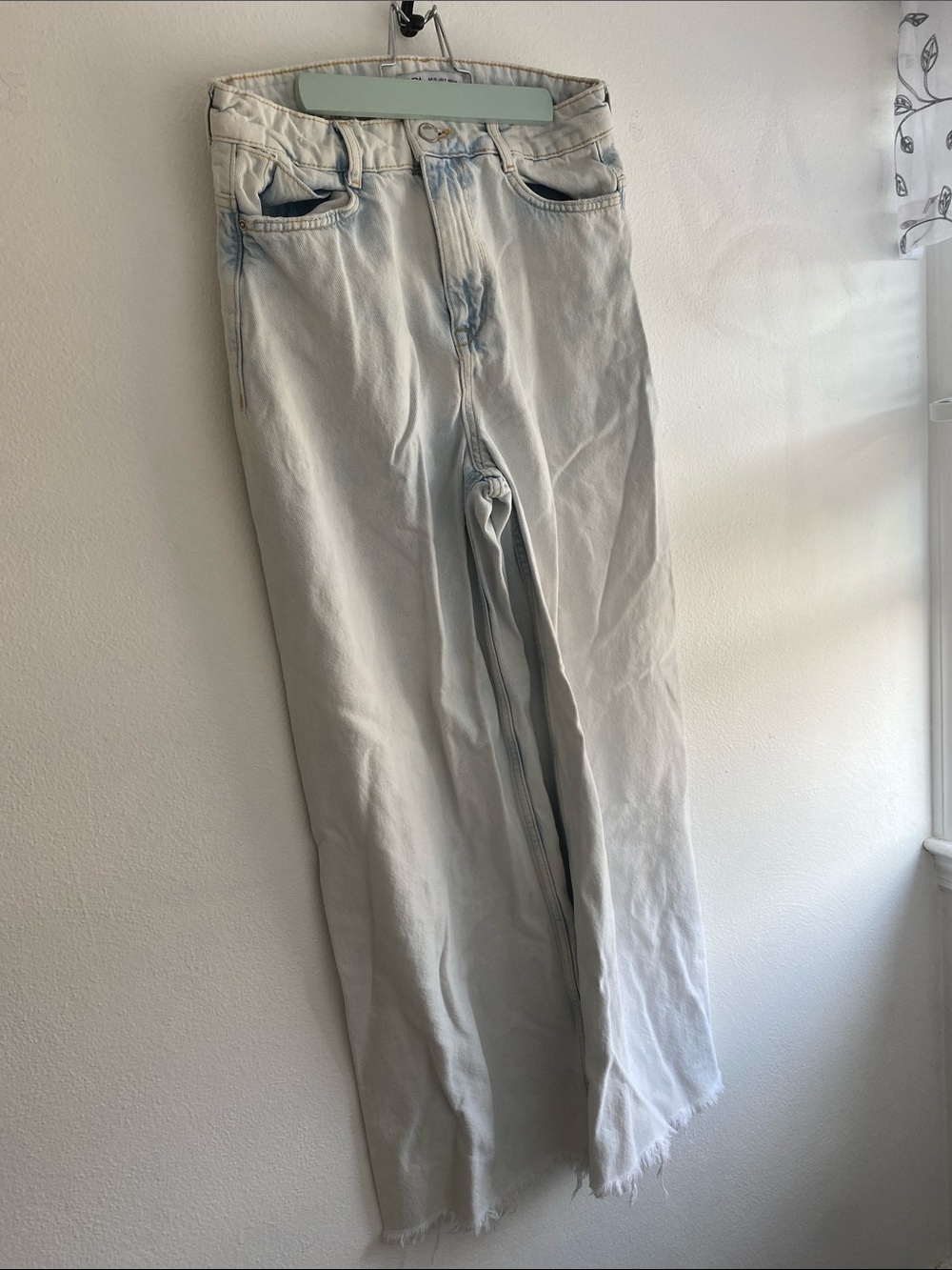 ZARA Light Blue Denim Skirt with Contrast Stitching
